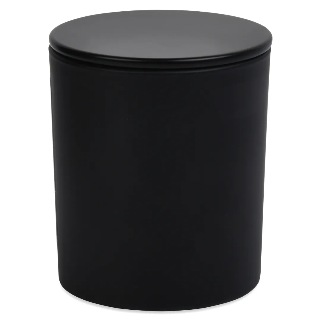10oz Unlabeled Black Matte  Jar Soy Candle Private Label: Tobacco Sandalwood