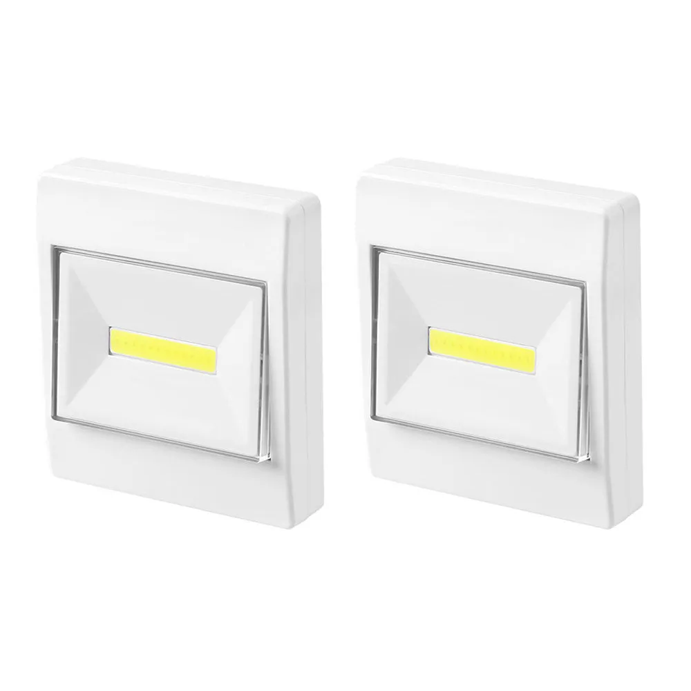 2Pc COB LED Magnetic Wall Night Light Battery Operated Cordless Switch Cabine