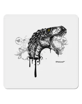 Artistic Ink Style Dinosaur Head Design 4x4&#x22; Square Sticker 4 Pieces