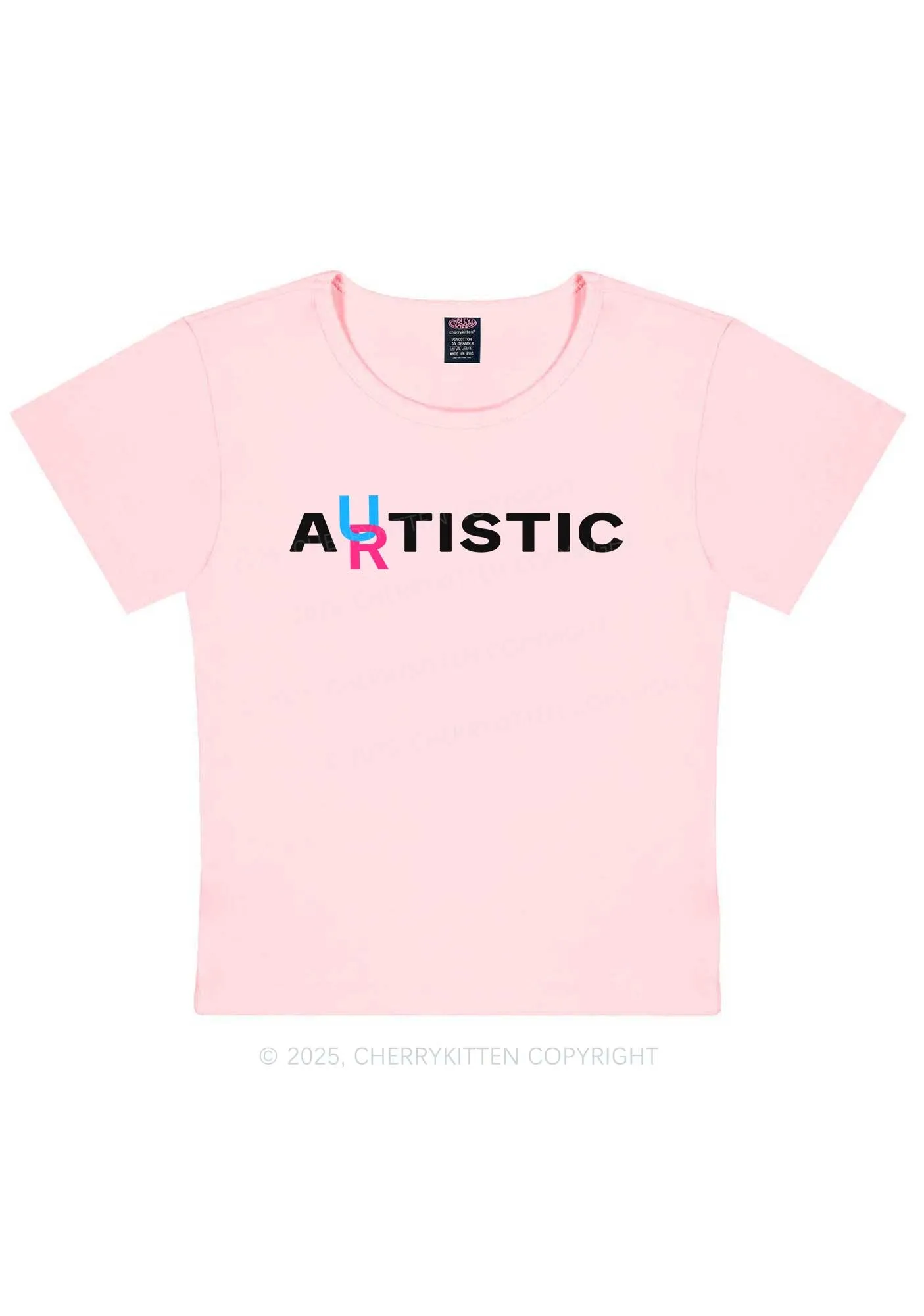 Autistic Artistic Y2K Baby Tee Cherrykitten