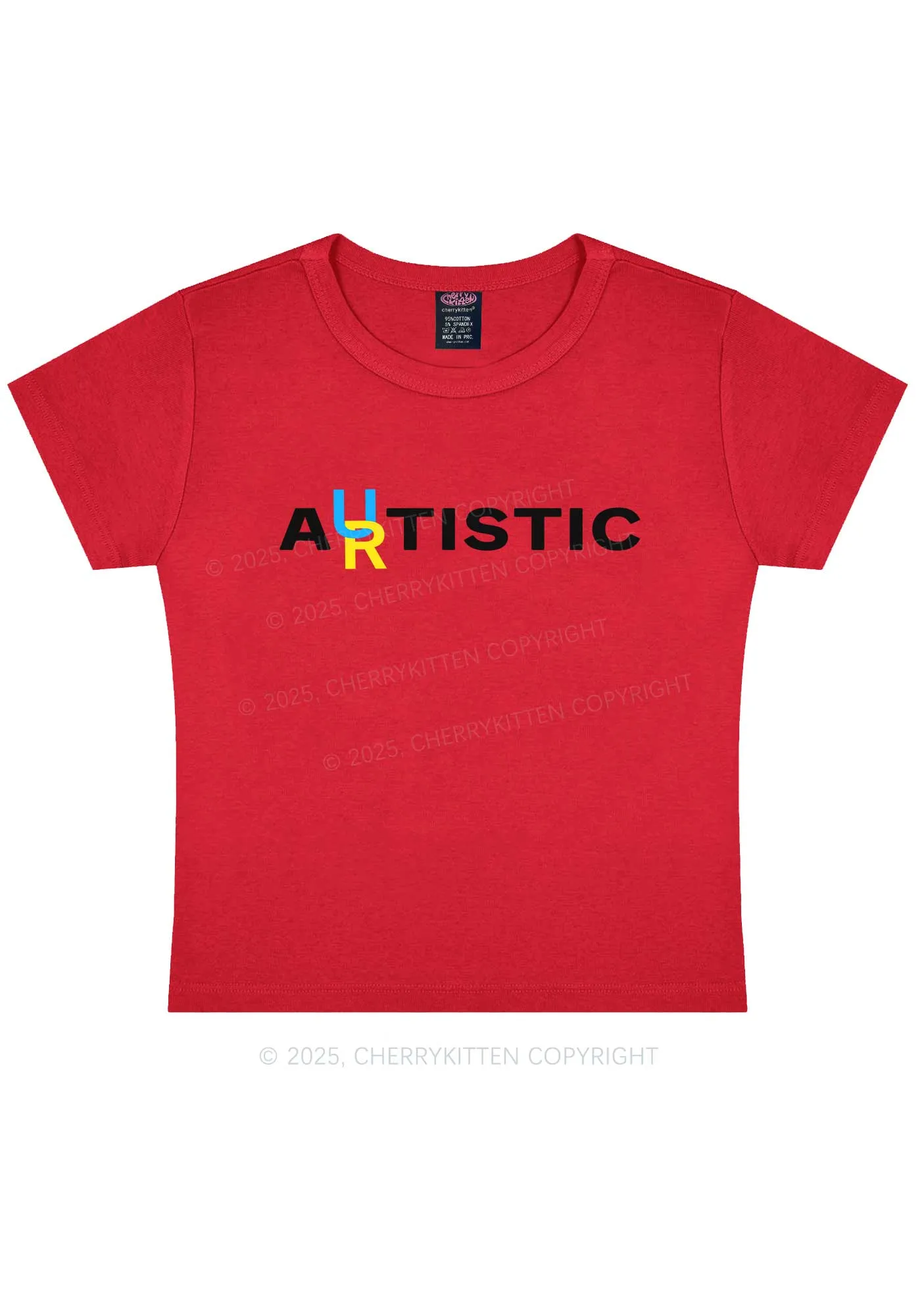 Autistic Artistic Y2K Baby Tee Cherrykitten