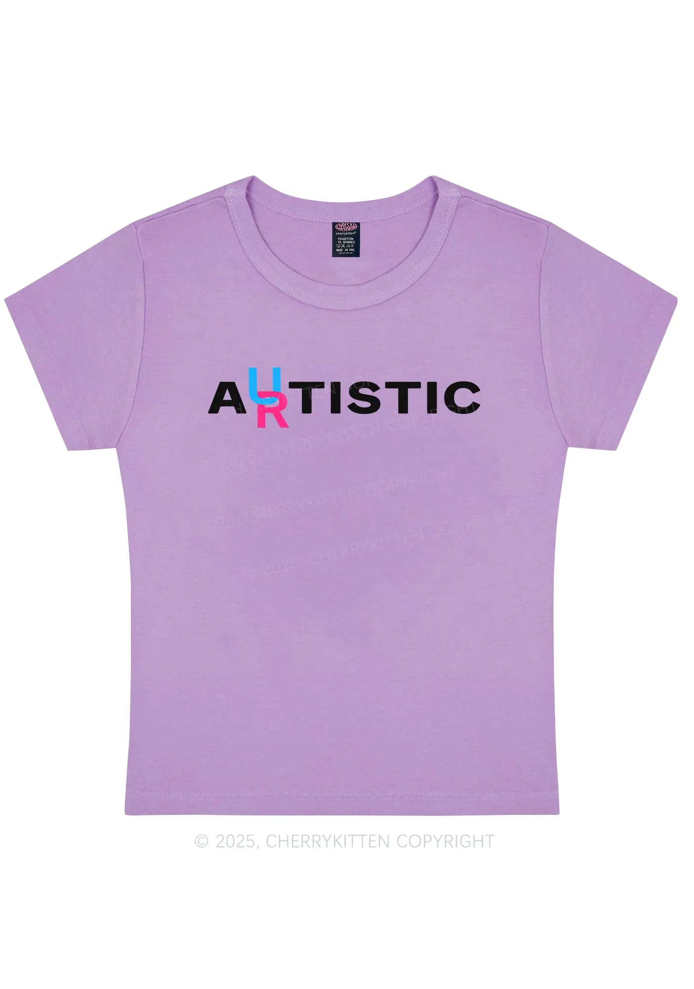 Autistic Artistic Y2K Baby Tee Cherrykitten