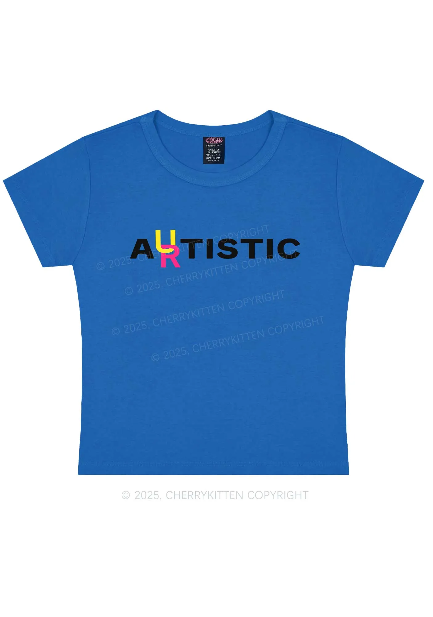 Autistic Artistic Y2K Baby Tee Cherrykitten