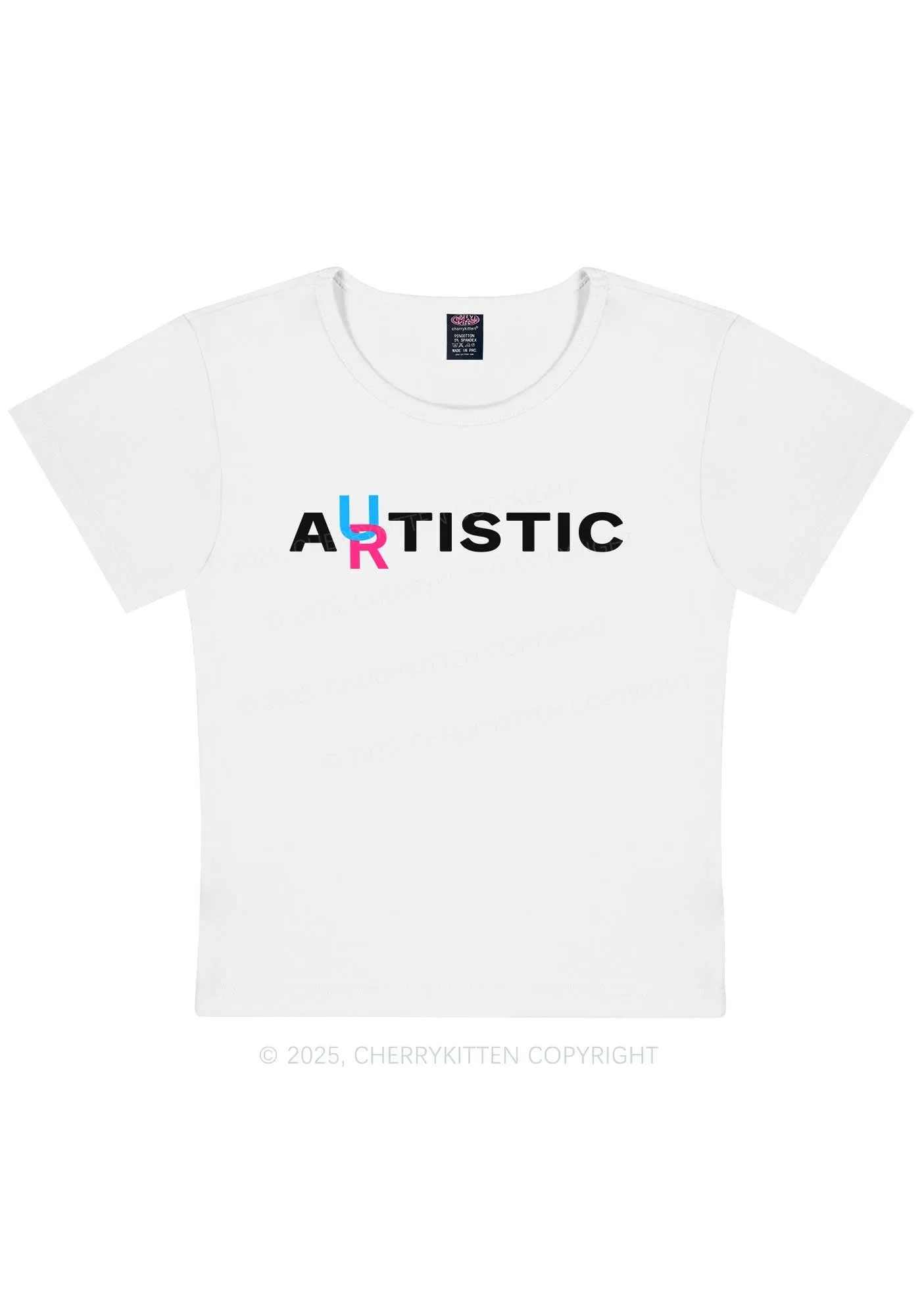 Autistic Artistic Y2K Baby Tee Cherrykitten