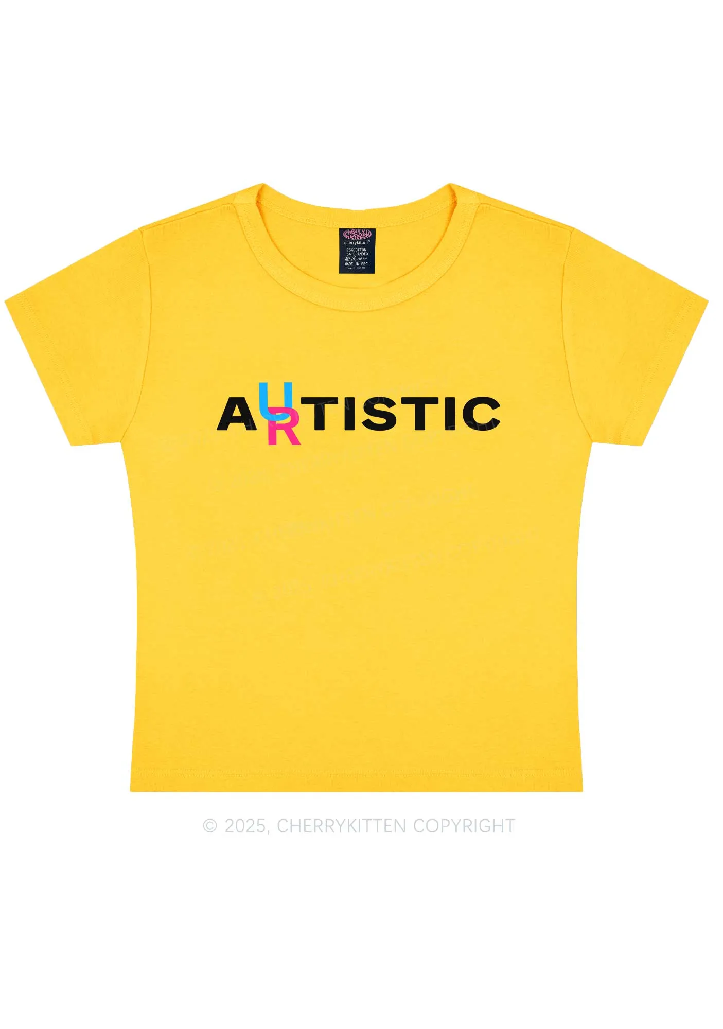 Autistic Artistic Y2K Baby Tee Cherrykitten