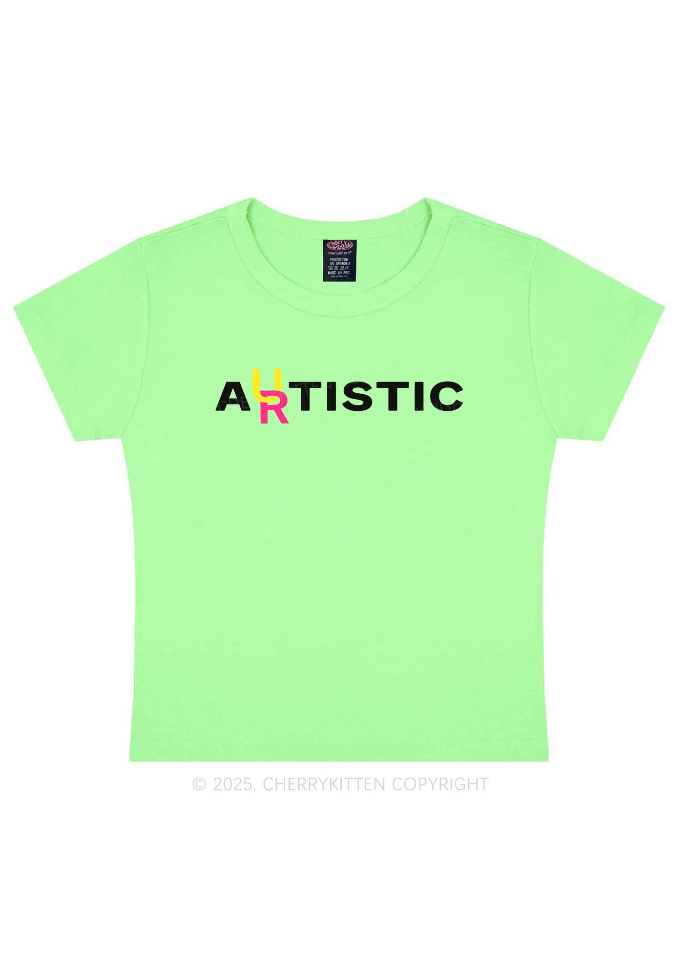 Autistic Artistic Y2K Baby Tee Cherrykitten