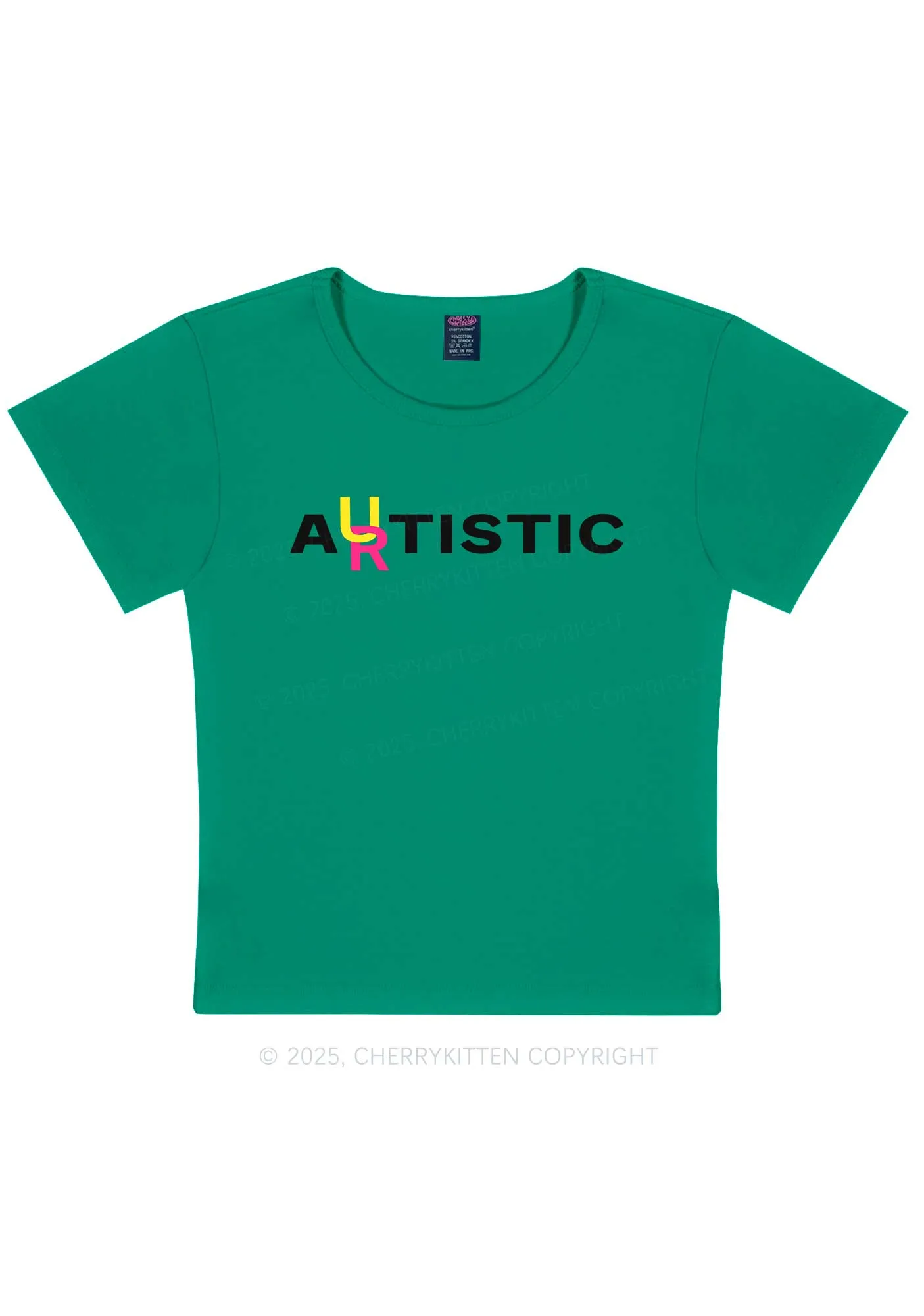 Autistic Artistic Y2K Baby Tee Cherrykitten