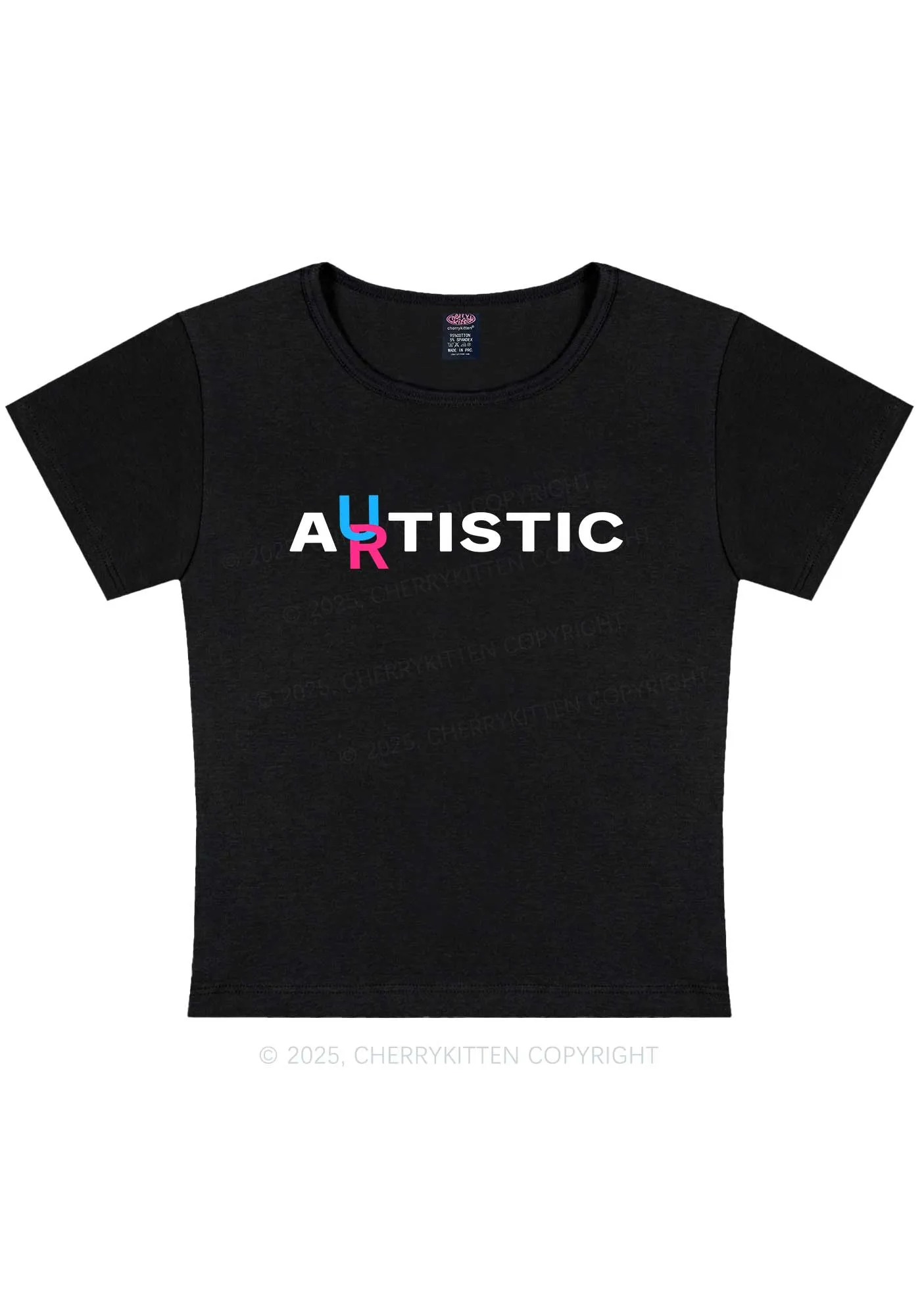 Autistic Artistic Y2K Baby Tee Cherrykitten