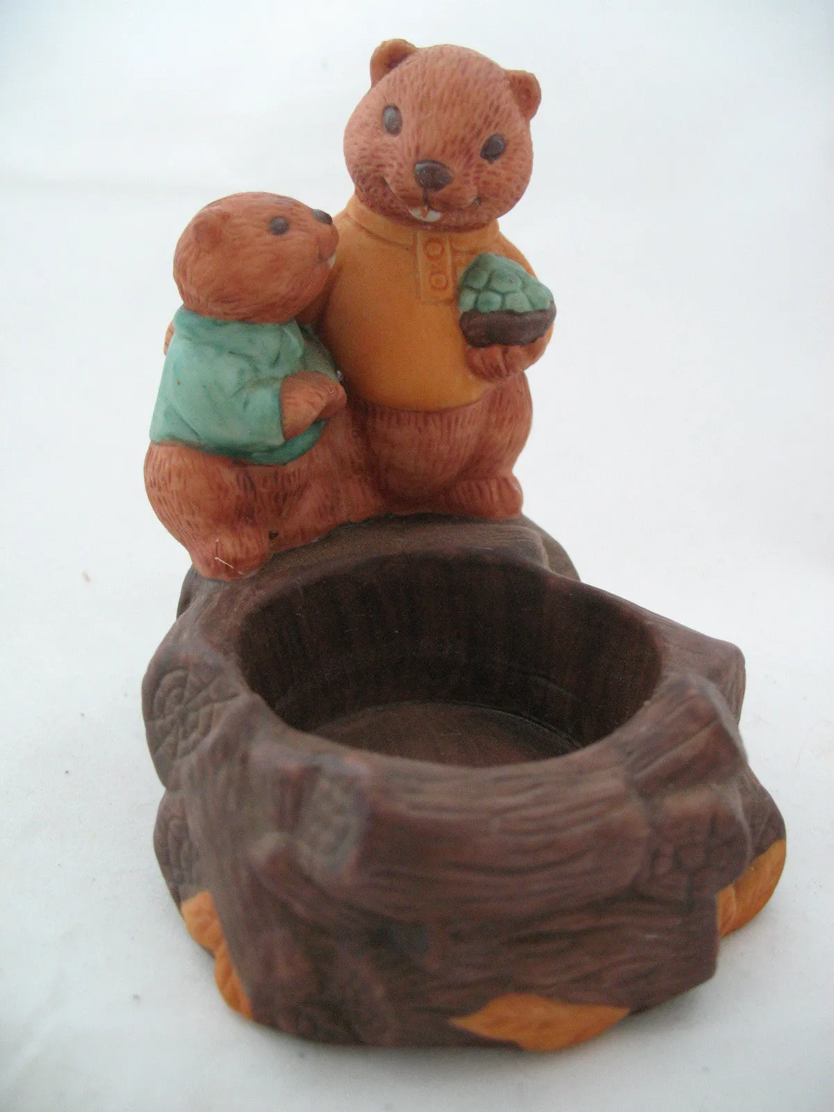 AVON BEAVER FAMILY TEA CANDLE TEACANDLE Candles HOLDER CERAMIC Animal FIGURINE FUGURINES