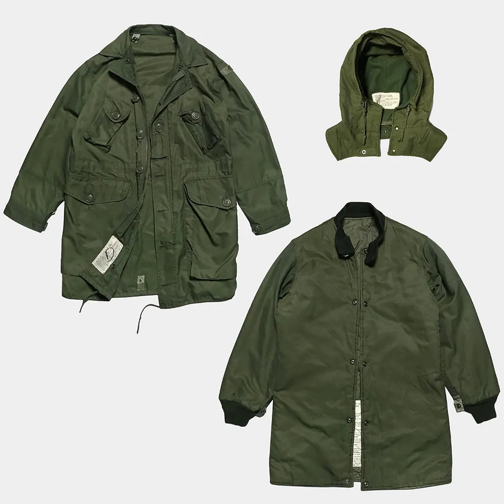 BZEN J1- RECYCLED & USED CANADIAN  COMBAT MILITARY EXTREME COLD WEATHER BUTTON OUT LINER PARKA FROM 1975-1992- OG107