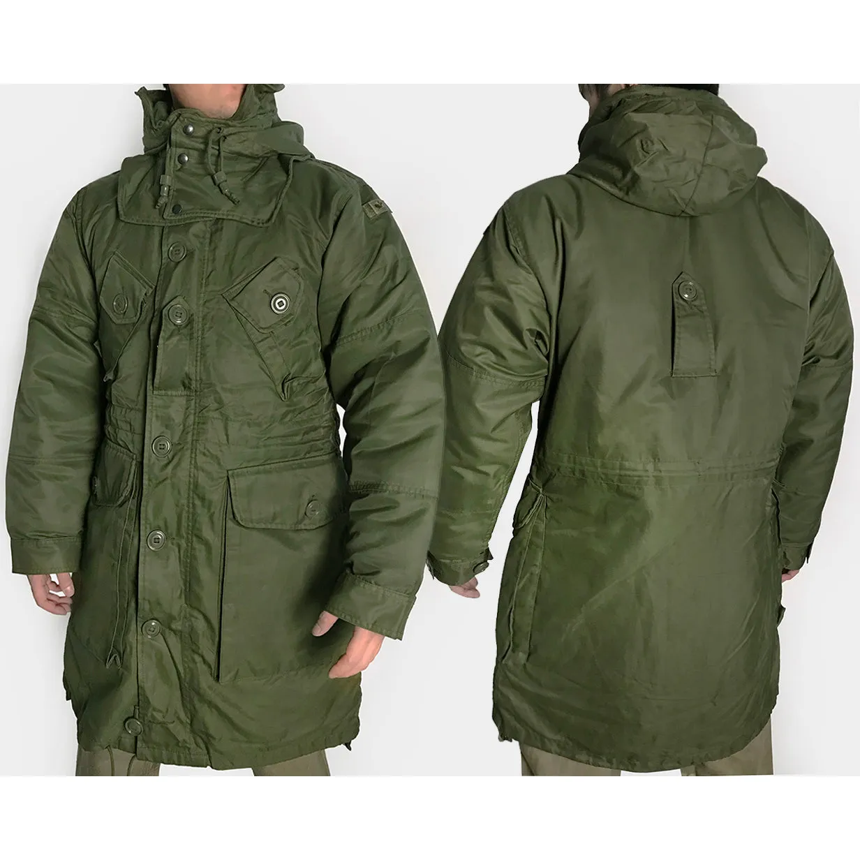 BZEN J1- RECYCLED & USED CANADIAN  COMBAT MILITARY EXTREME COLD WEATHER BUTTON OUT LINER PARKA FROM 1975-1992- OG107