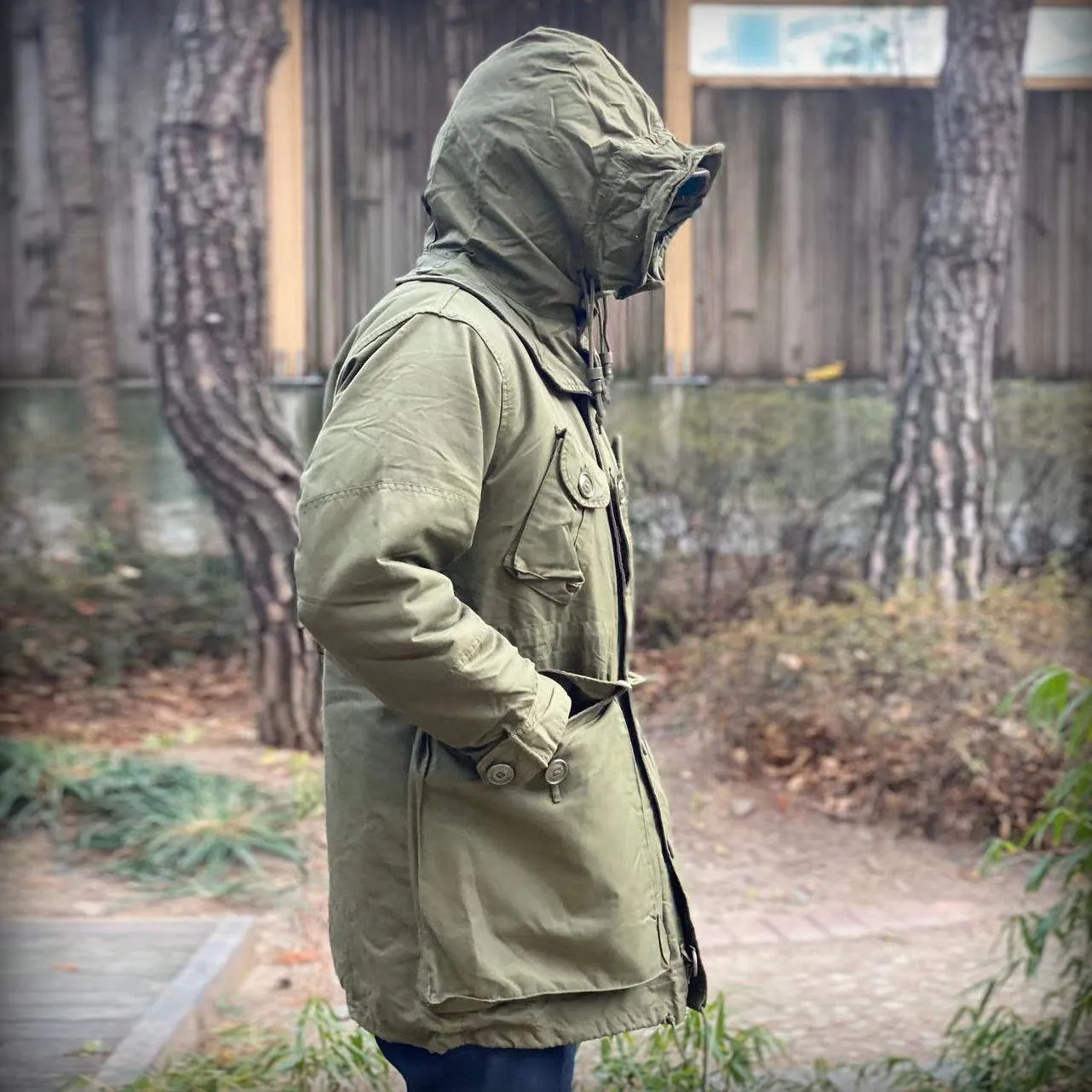 BZEN J1- RECYCLED & USED CANADIAN  COMBAT MILITARY EXTREME COLD WEATHER BUTTON OUT LINER PARKA FROM 1975-1992- OG107