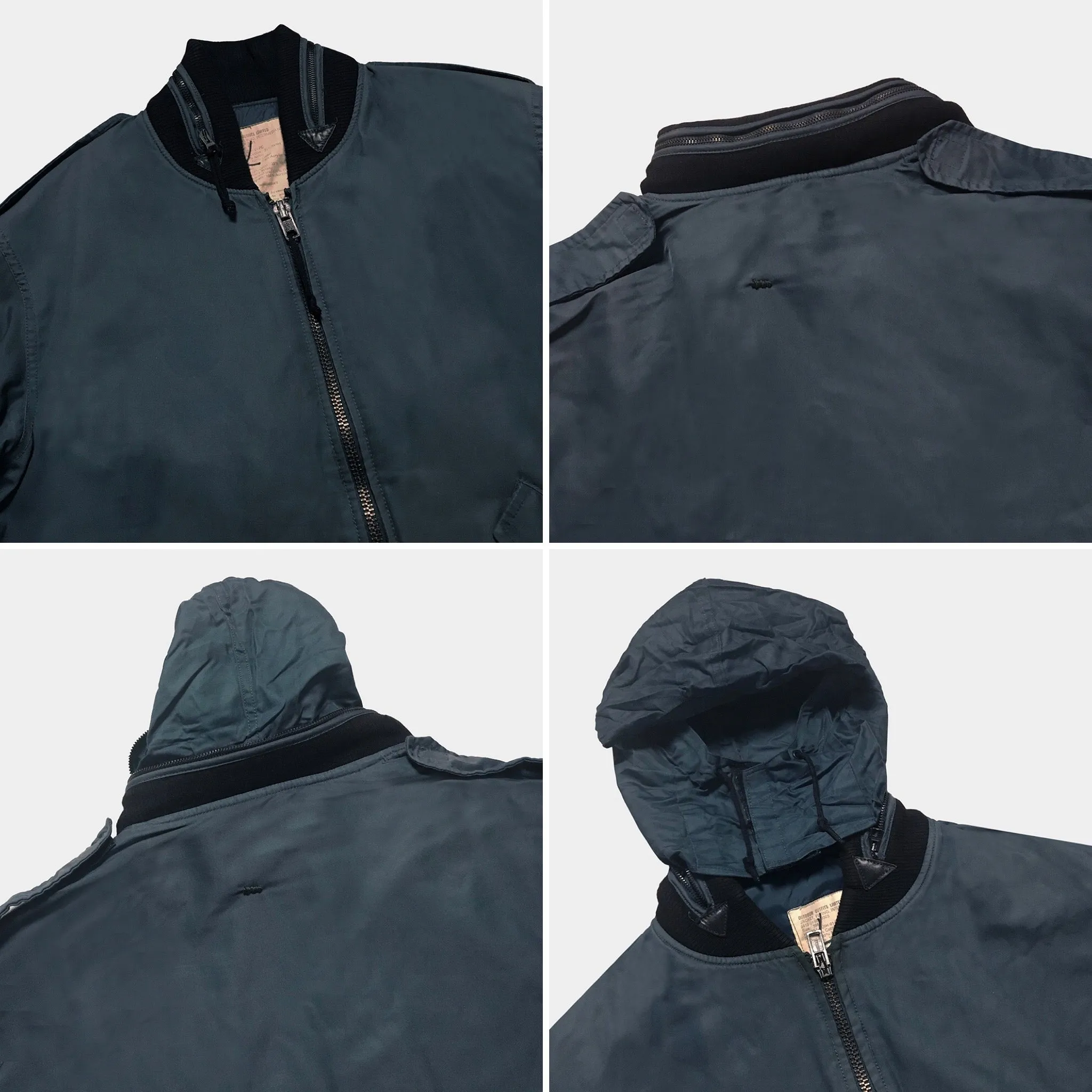BZEN J11- RECYCLED & USED CANADIAN AIR FORCE BOMBER JACKET-TEAL BLUE