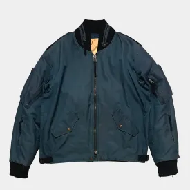 BZEN J11- RECYCLED & USED CANADIAN AIR FORCE BOMBER JACKET-TEAL BLUE