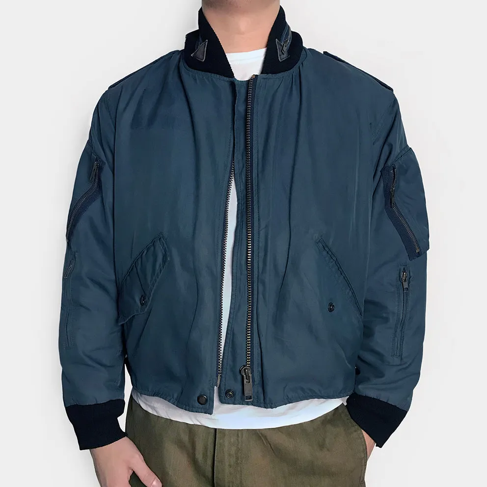 BZEN J11- RECYCLED & USED CANADIAN AIR FORCE BOMBER JACKET-TEAL BLUE