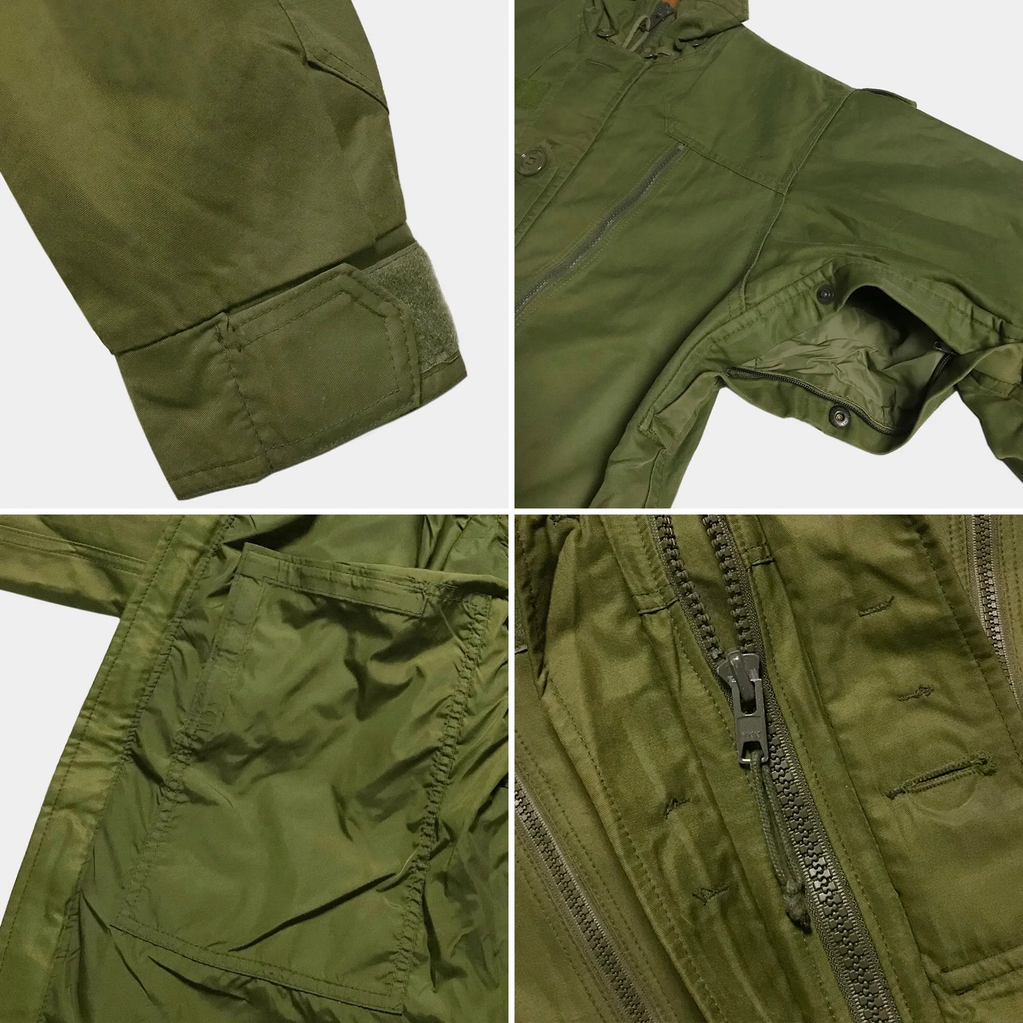 BZEN J6 SAVA- RECYCLED USED CANADIAN ARMY GORETEX COMBAT COAT IECS FROM 1970's- OLIVE GREEN