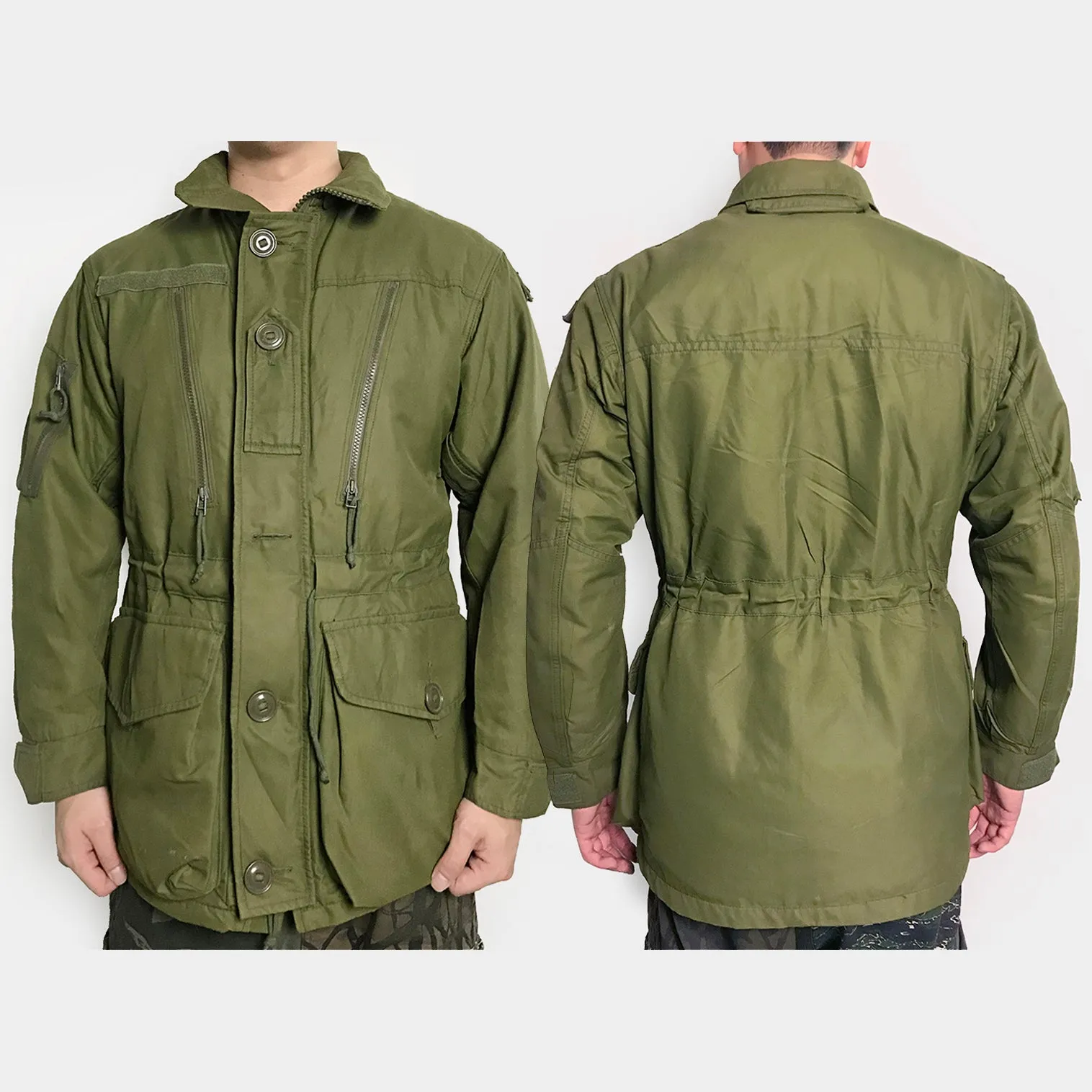 BZEN J6 SAVA- RECYCLED USED CANADIAN ARMY GORETEX COMBAT COAT IECS FROM 1970's- OLIVE GREEN