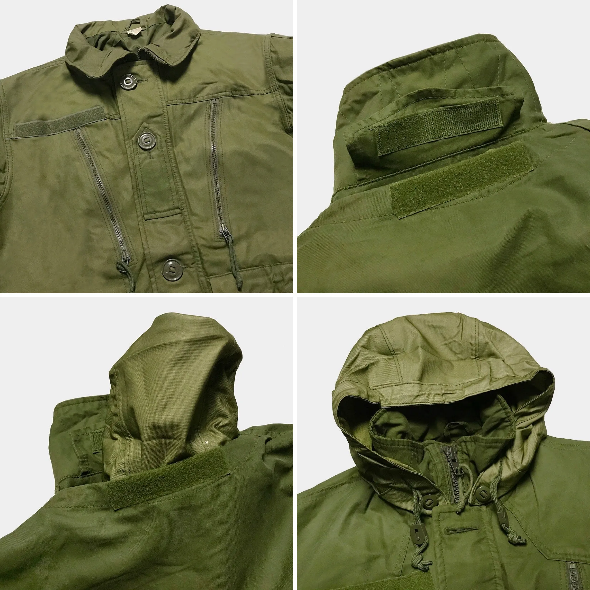 BZEN J6 SAVA- RECYCLED USED CANADIAN ARMY GORETEX COMBAT COAT IECS FROM 1970's- OLIVE GREEN