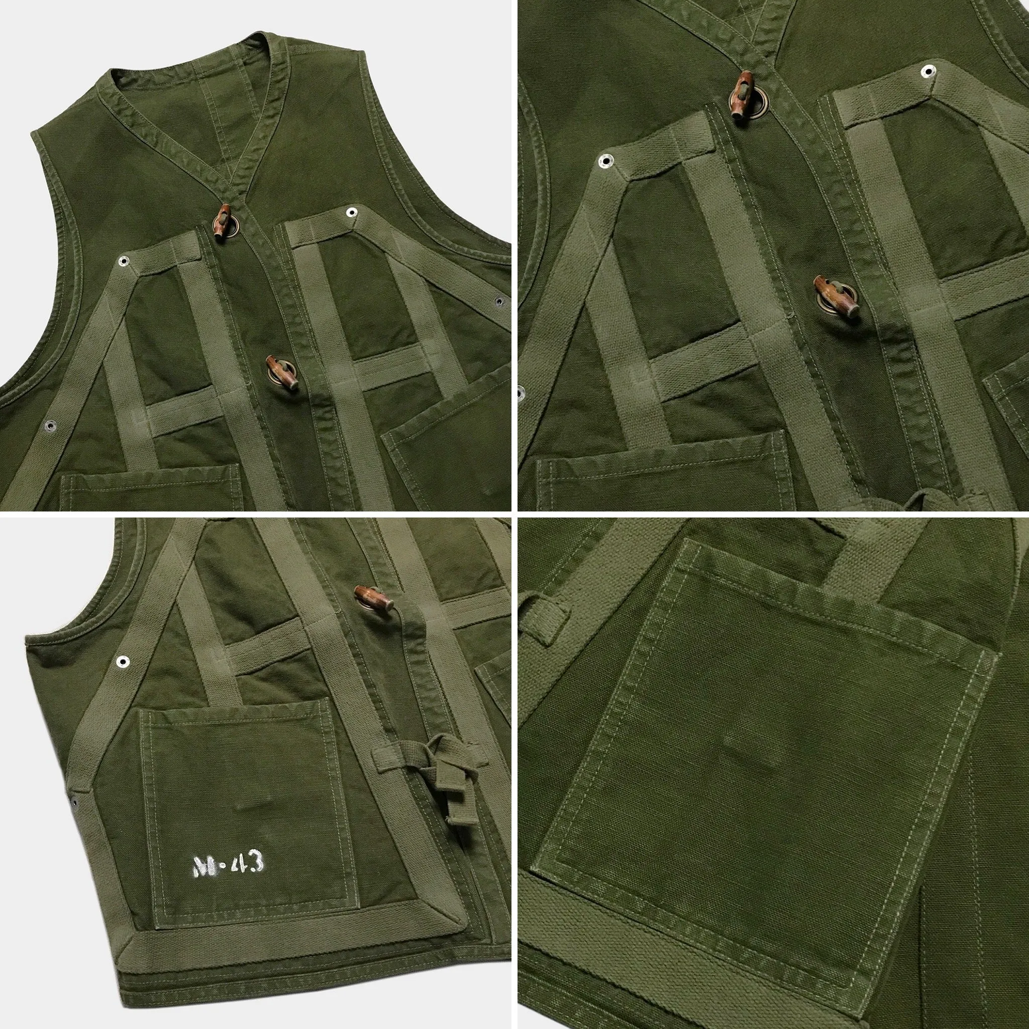 BZEN M.3069-MOBY RELAX FIT REVERSIBLE FLOATER VEST-ARMY GREEN