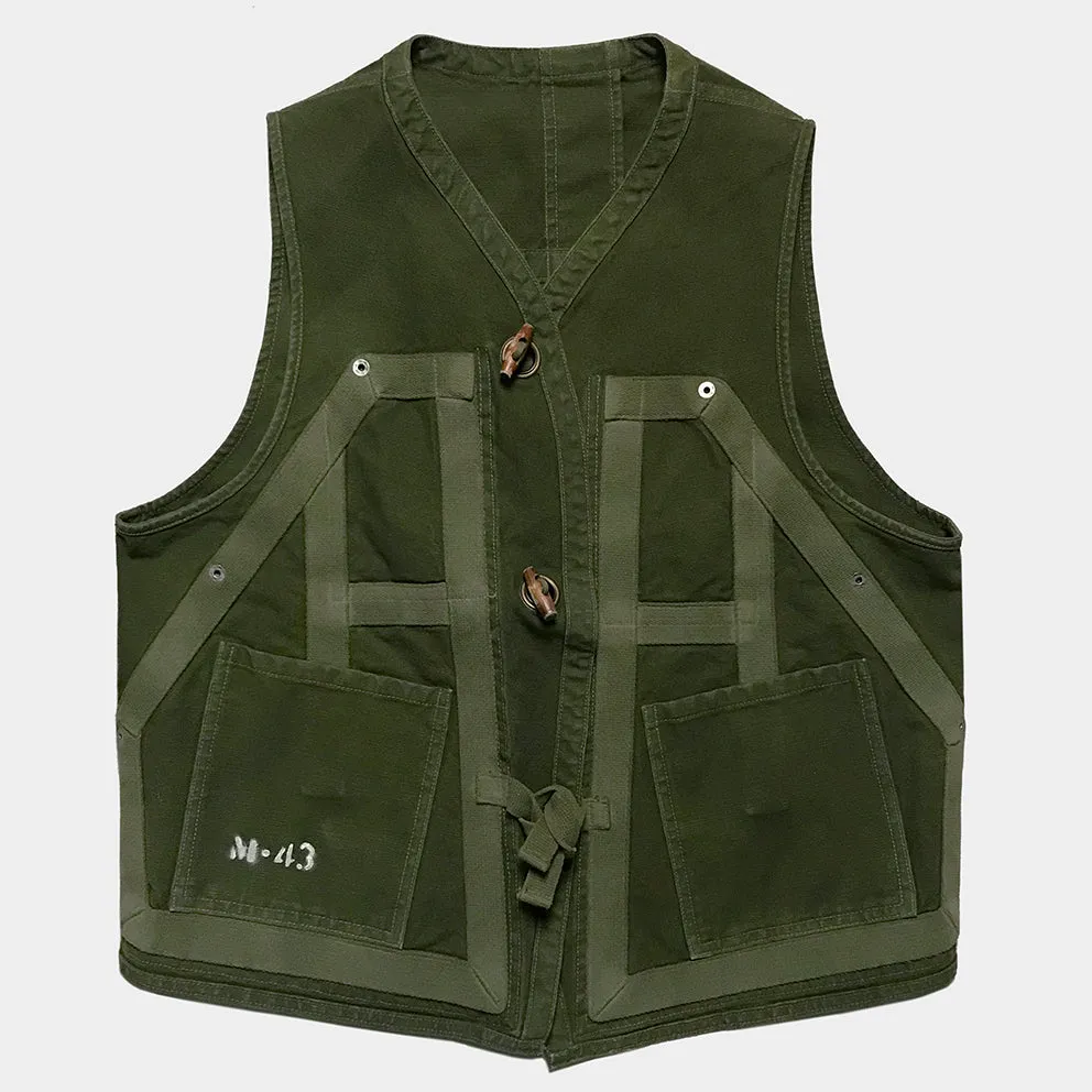 BZEN M.3069-MOBY RELAX FIT REVERSIBLE FLOATER VEST-ARMY GREEN