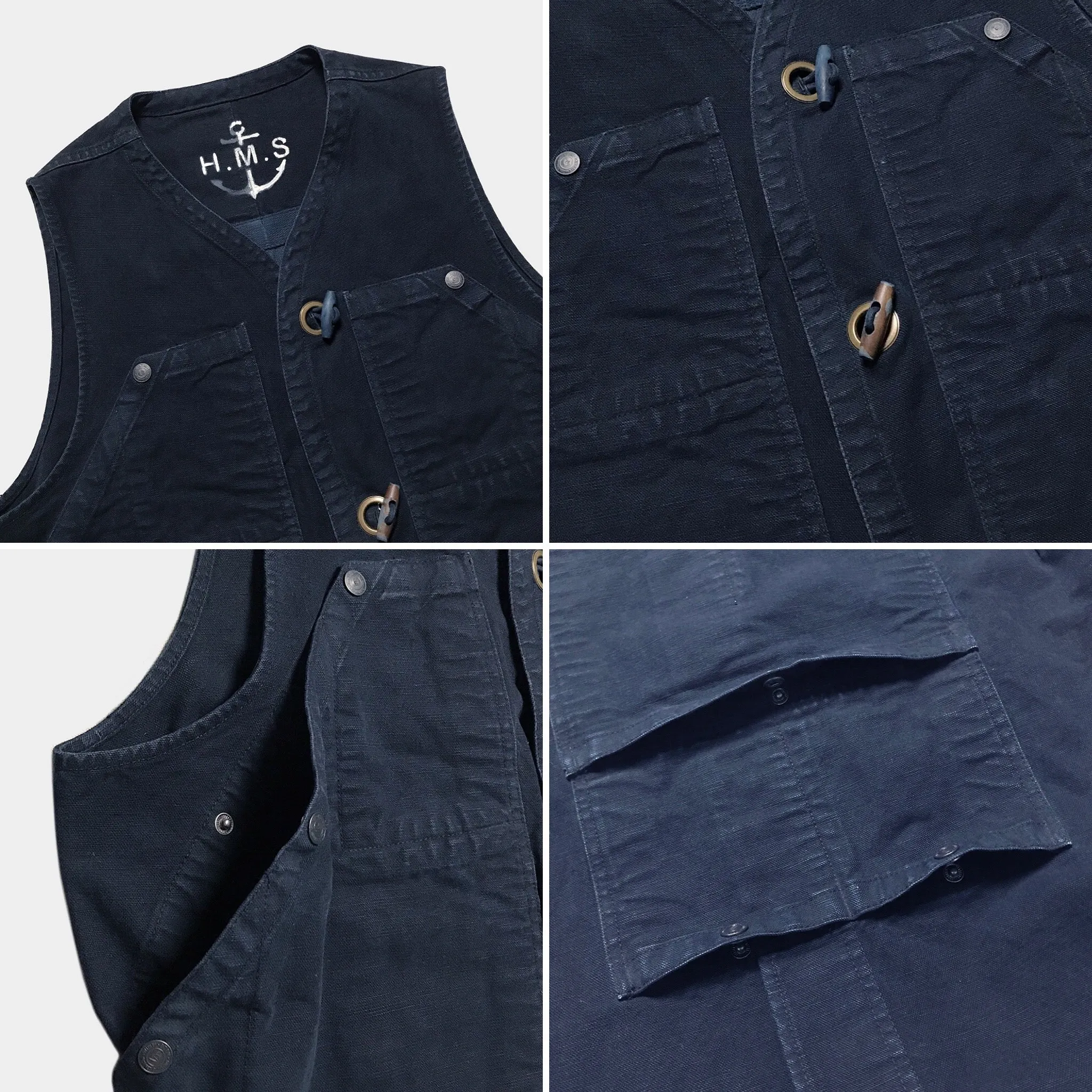 BZEN M.3069-MOBY RELAX FIT REVERSIBLE FLOATER VEST-NAVY