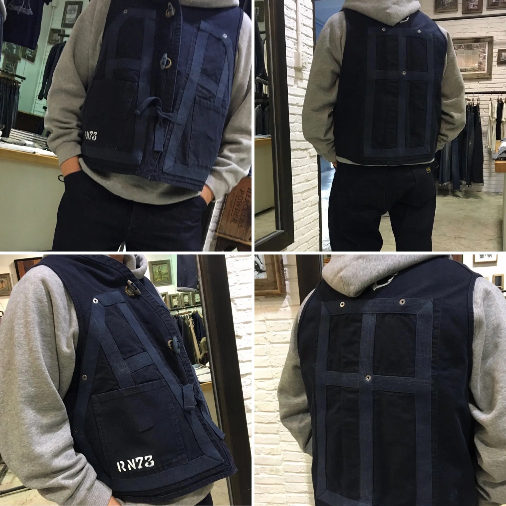 BZEN M.3069-MOBY RELAX FIT REVERSIBLE FLOATER VEST-NAVY