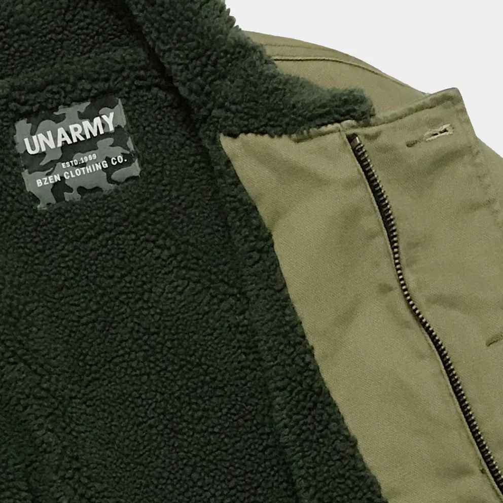 BZEN N1 DECK JACKET SHERPA LINED RIB CUFF WATER REPELLENT GREEN