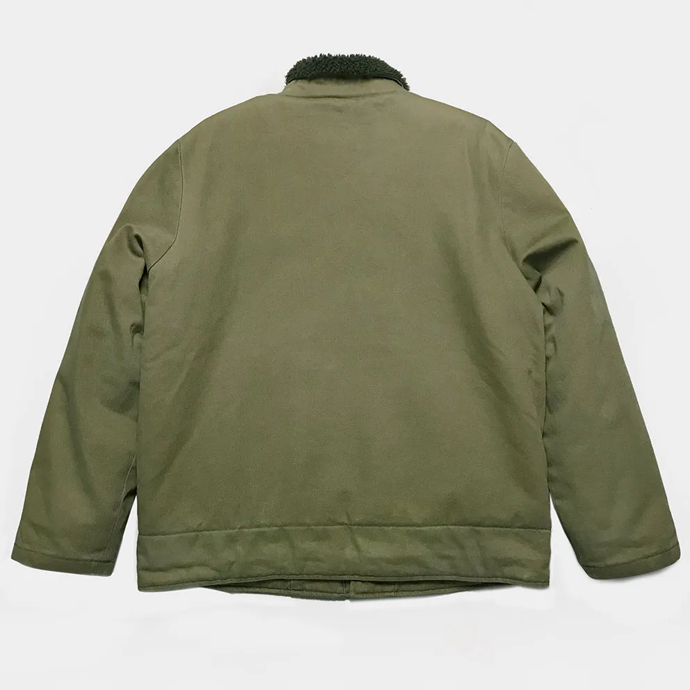 BZEN N1 DECK JACKET SHERPA LINED RIB CUFF WATER REPELLENT GREEN