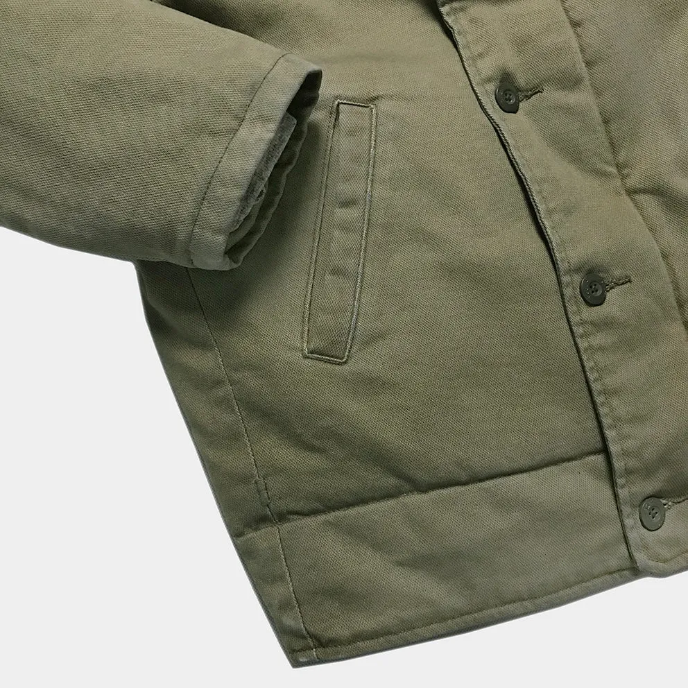BZEN N1 DECK JACKET SHERPA LINED RIB CUFF WATER REPELLENT GREEN