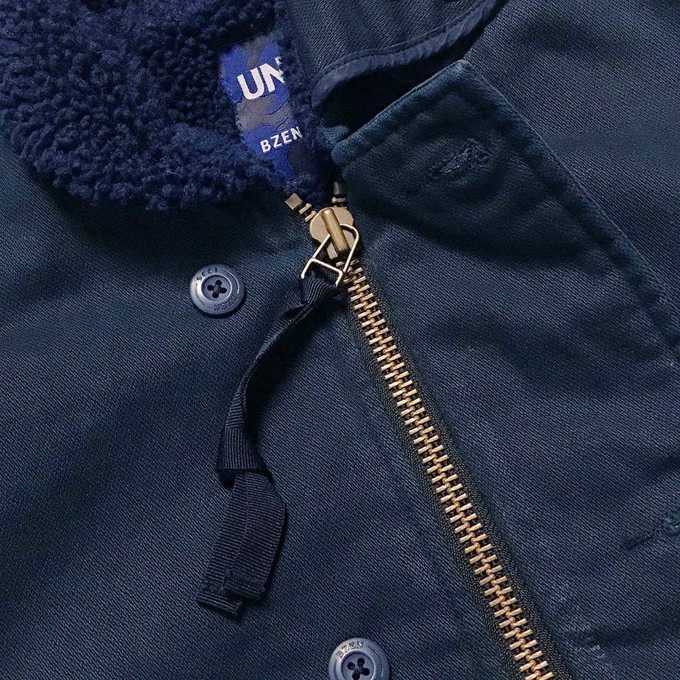 BZEN N1 DECK JACKET SHERPA LINED RIB CUFF WATER REPELLENT NAVY
