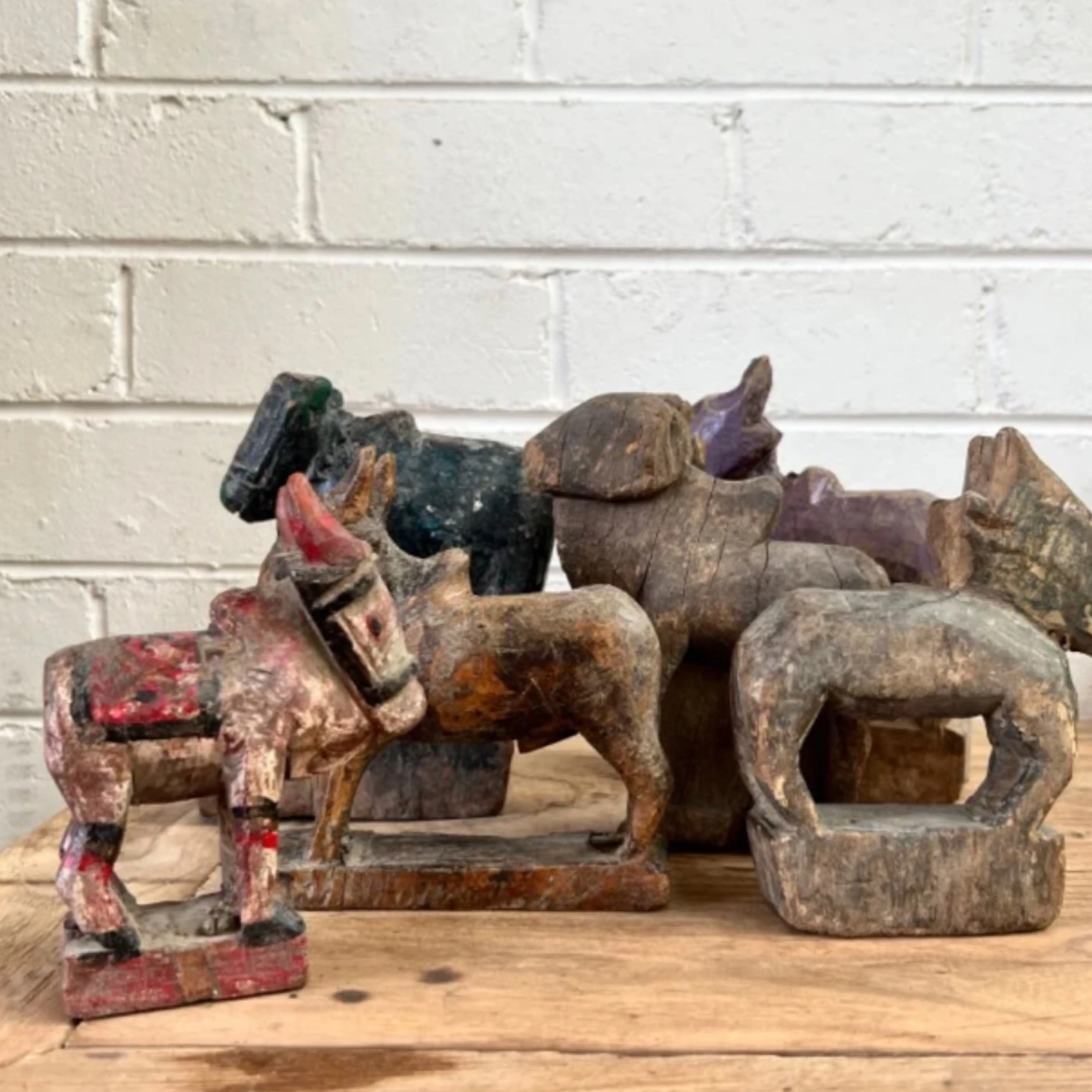 Carved wooden cow ornament large