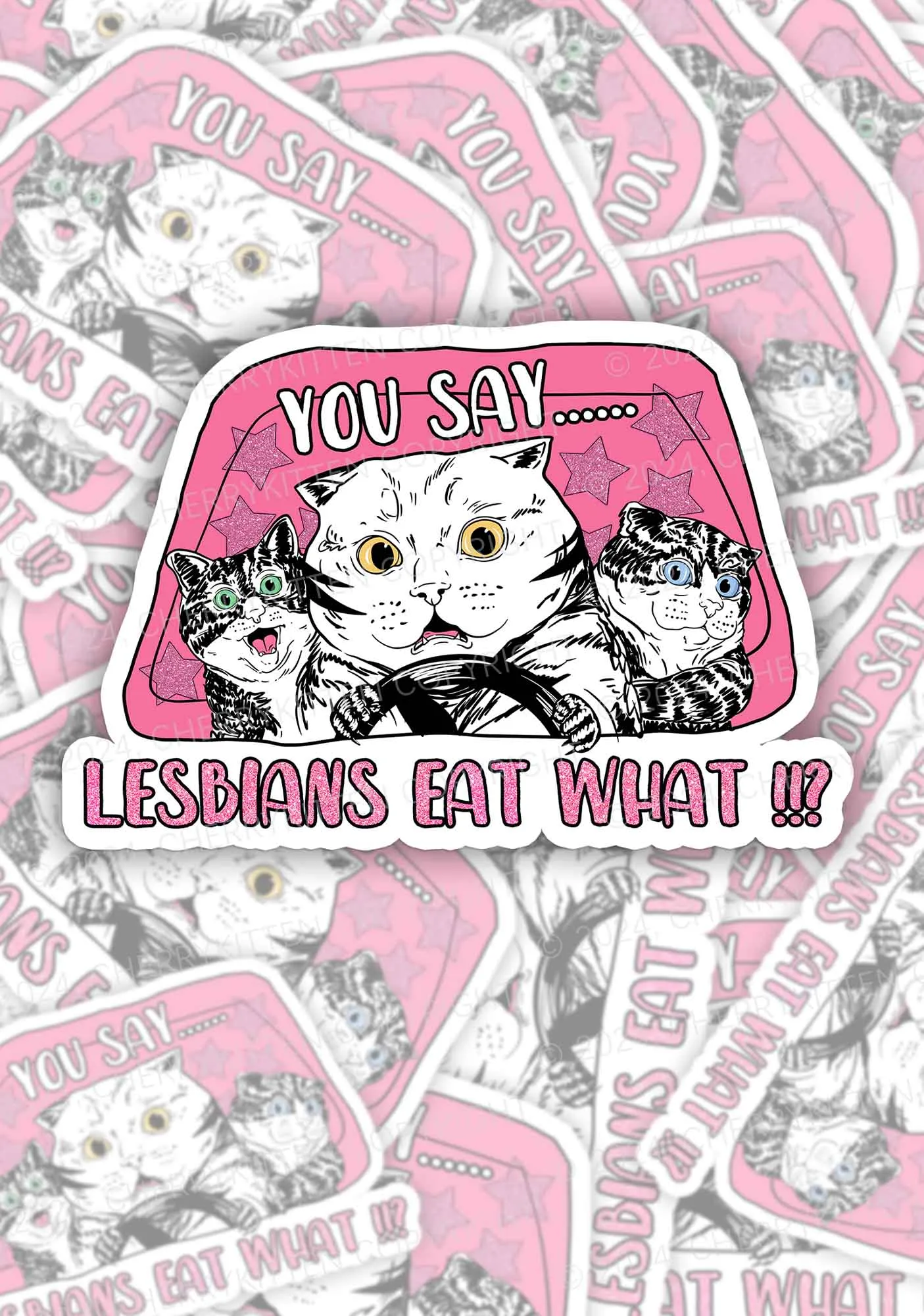 Cherrykitten Lesbian Art Y2K Stickers Pack Of 10