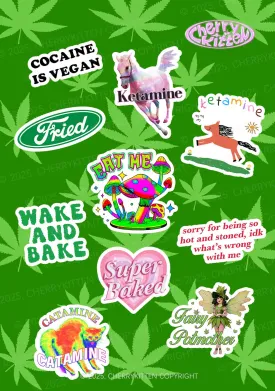 Cherrykitten Smoke Art Y2K Stickers Pack Of 10