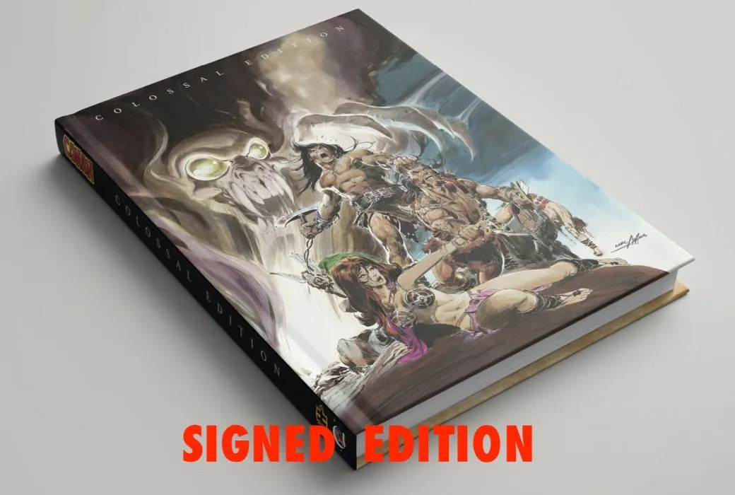 Conan the Barbarian - Colossal Edition HC Walt's Comic Shop Exclusive Neal Adams Variant signed by Roy Thomas