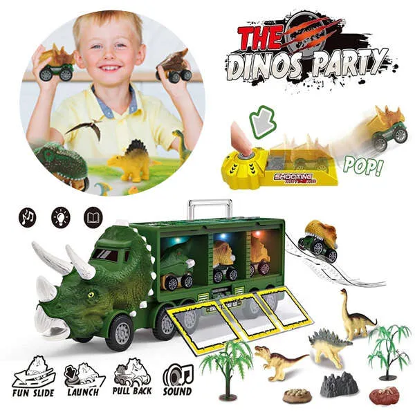 Deenodi - Kids toy truck with dinosaurs