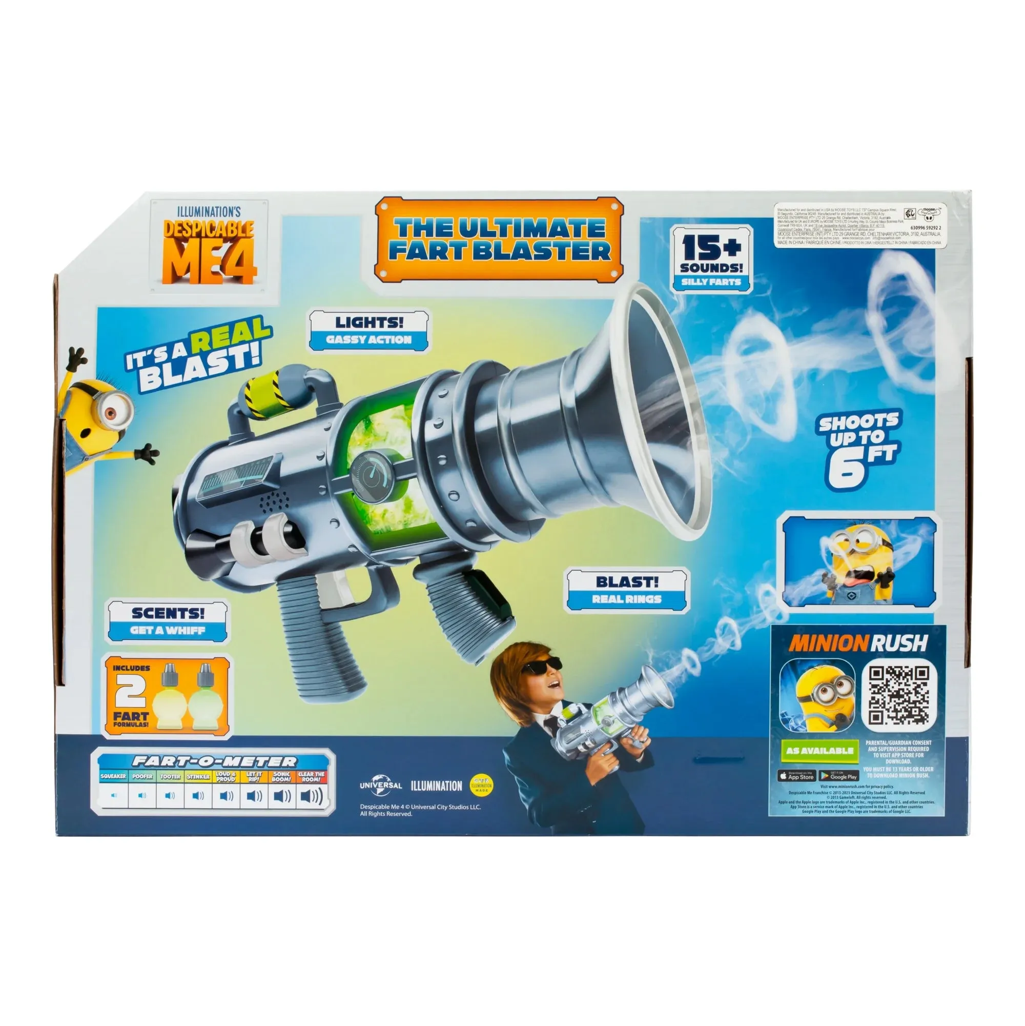 Despicable Me 4 The Ultimate Fart Blaster, Blasts out REAL Fart Rings of fog,  Lights, Sounds, Smells, Ages 4 