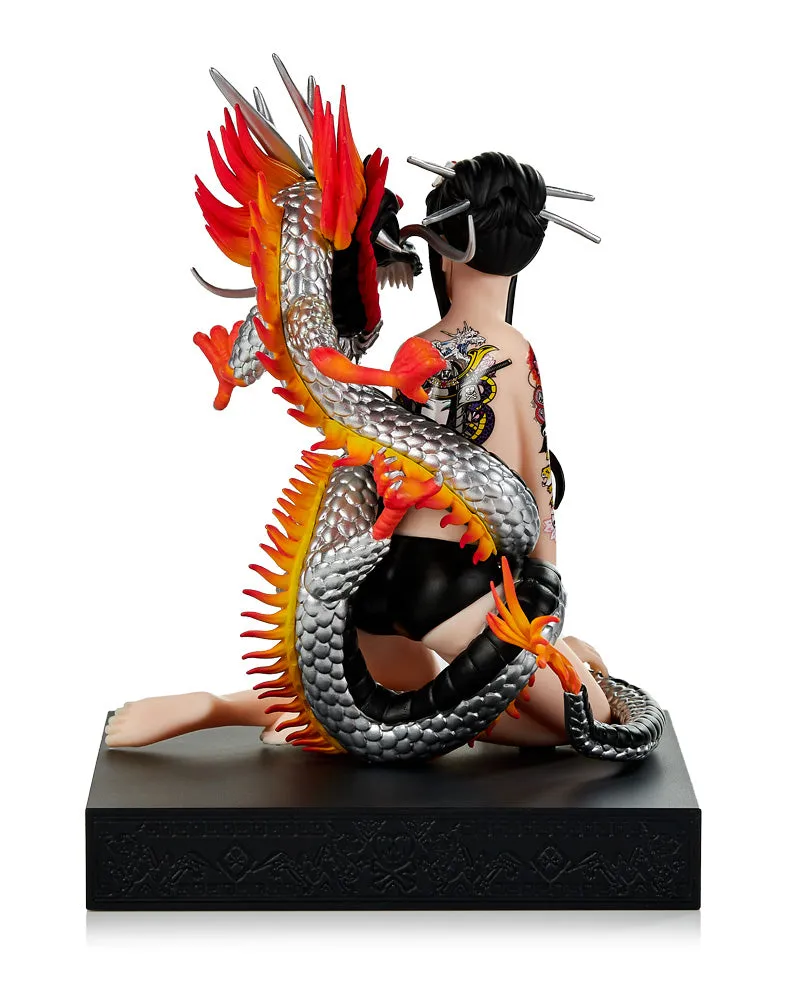 Dragon Girl Statue (Silver/Black)