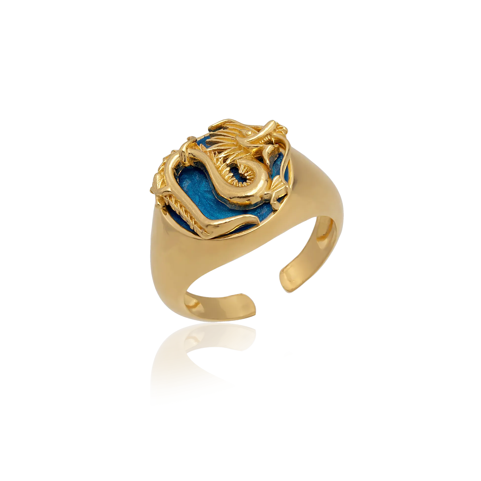Dragon Ring - Turquoise with Gold Plated Silver