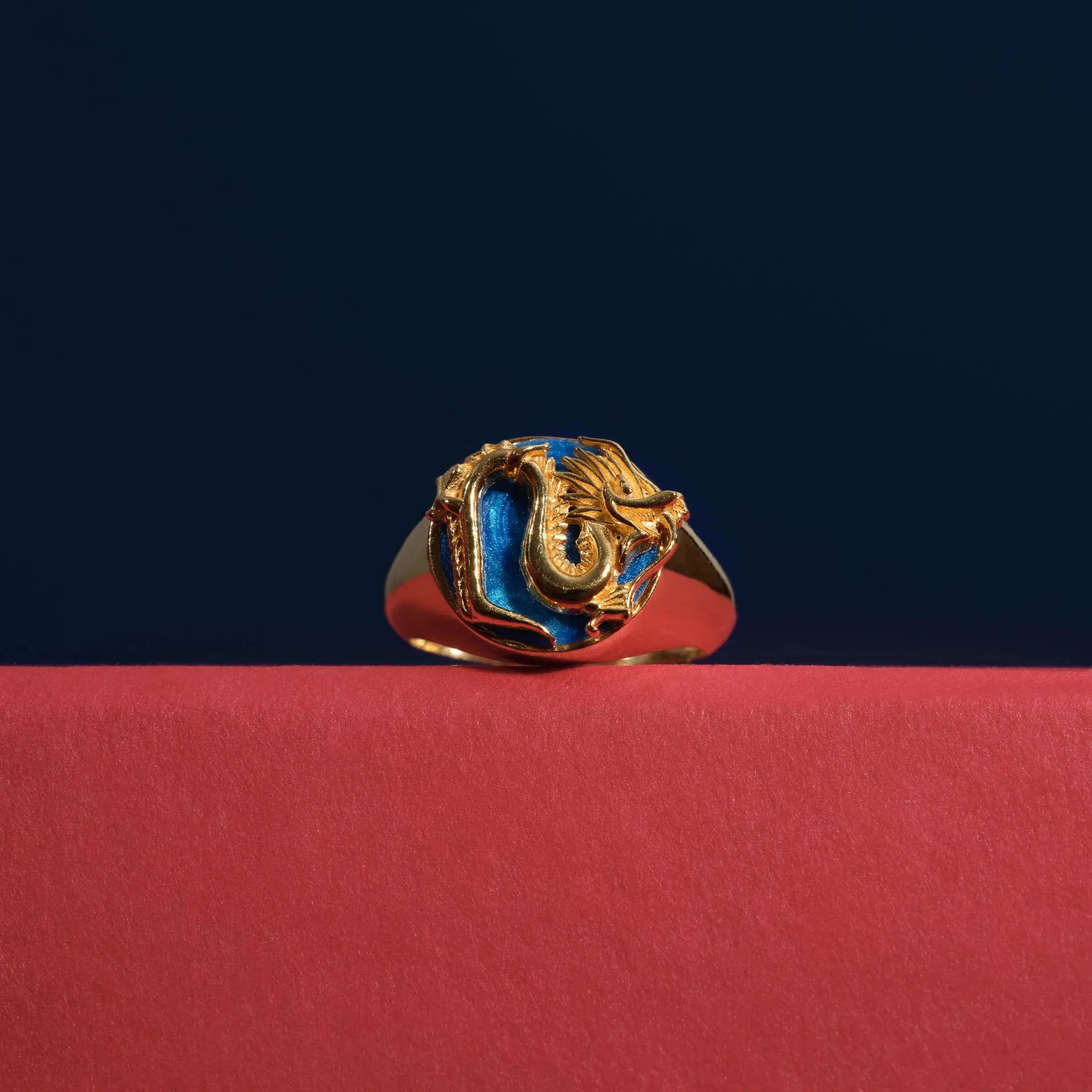Dragon Ring - Turquoise with Gold Plated Silver