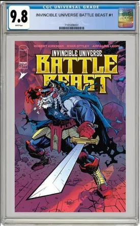 Invincible Universe Battle Beast #1 Cvr H Inc 1:1000 Ryan Ottley & Robert Kirkman Signed Cgc Graded Foil Var CGC 9.8 *PRE-ORDER*