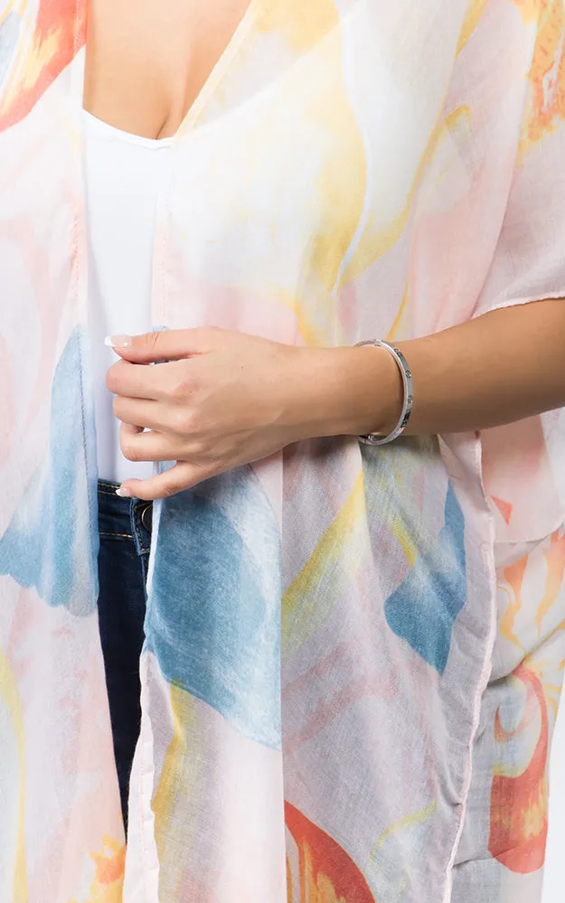 KP9041 Sea Creatures Pattern Printed Kimono