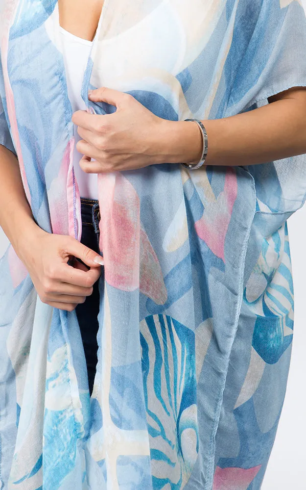 KP9041 Sea Creatures Pattern Printed Kimono