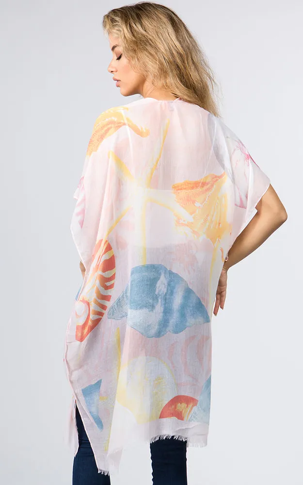 KP9041 Sea Creatures Pattern Printed Kimono