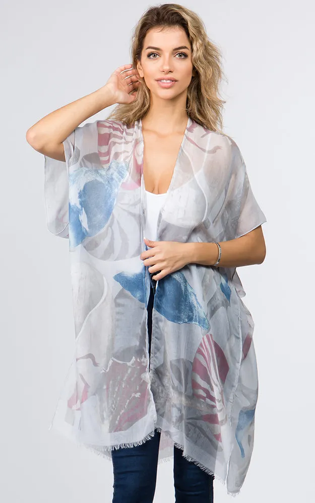 KP9041 Sea Creatures Pattern Printed Kimono