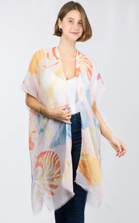 KP9041 Sea Creatures Pattern Printed Kimono