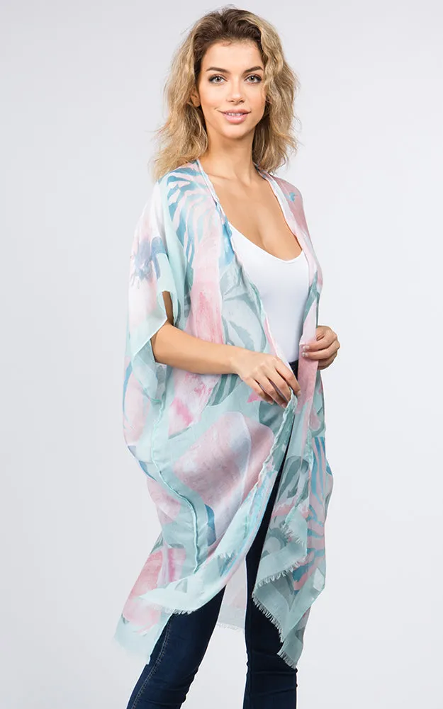 KP9041 Sea Creatures Pattern Printed Kimono