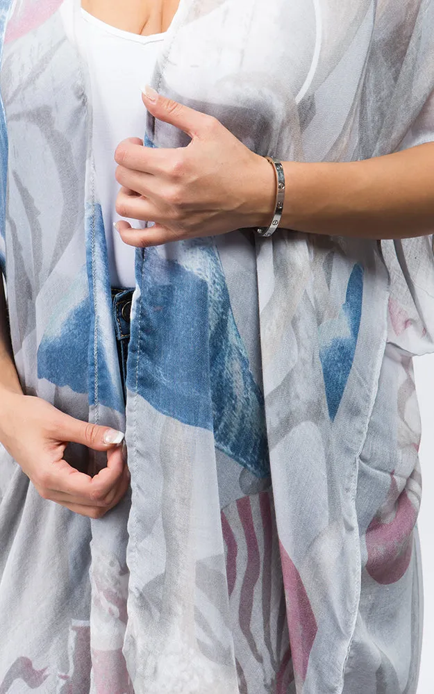 KP9041 Sea Creatures Pattern Printed Kimono
