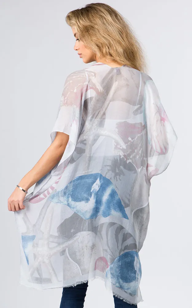 KP9041 Sea Creatures Pattern Printed Kimono
