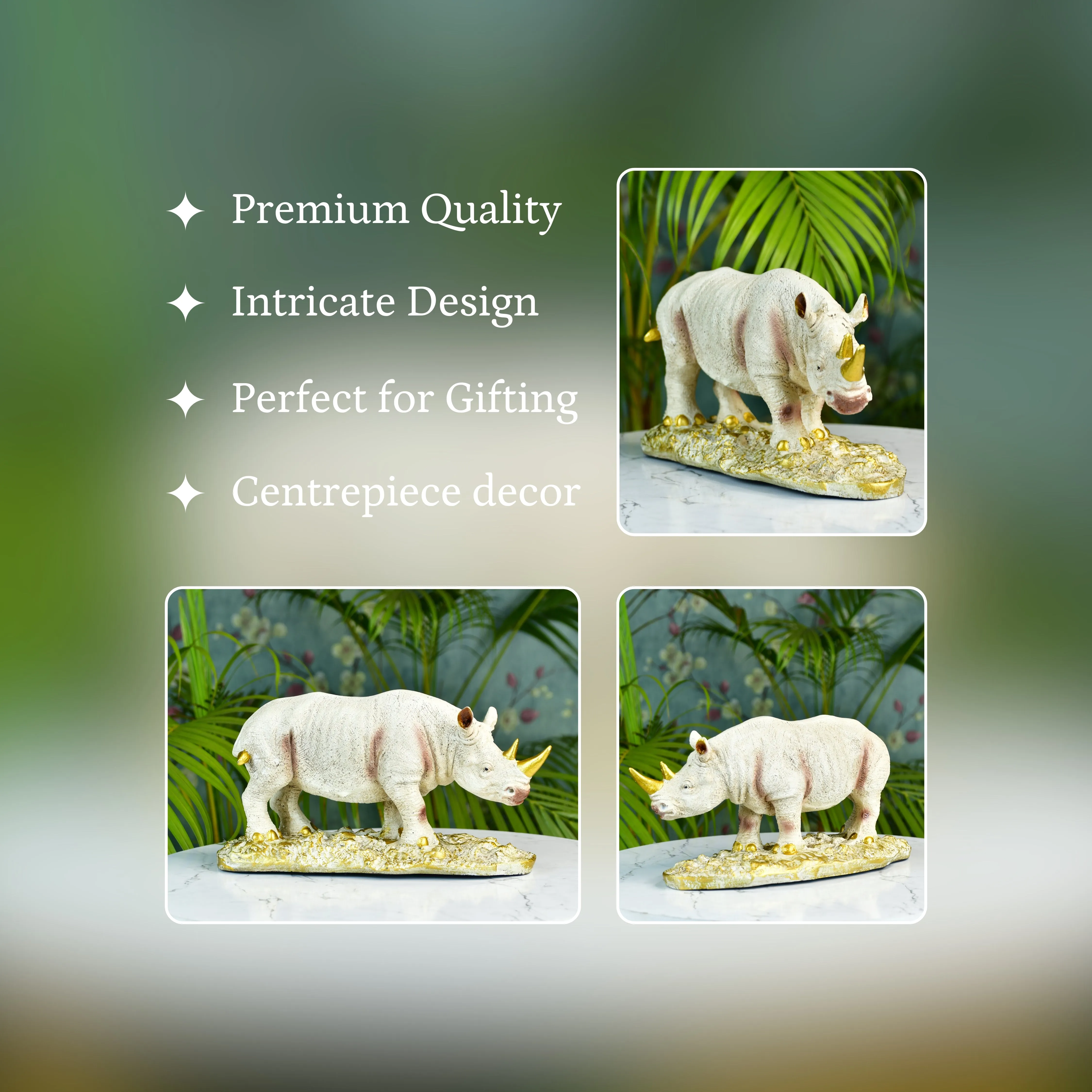 Mayii Resin White Rhino Decor
