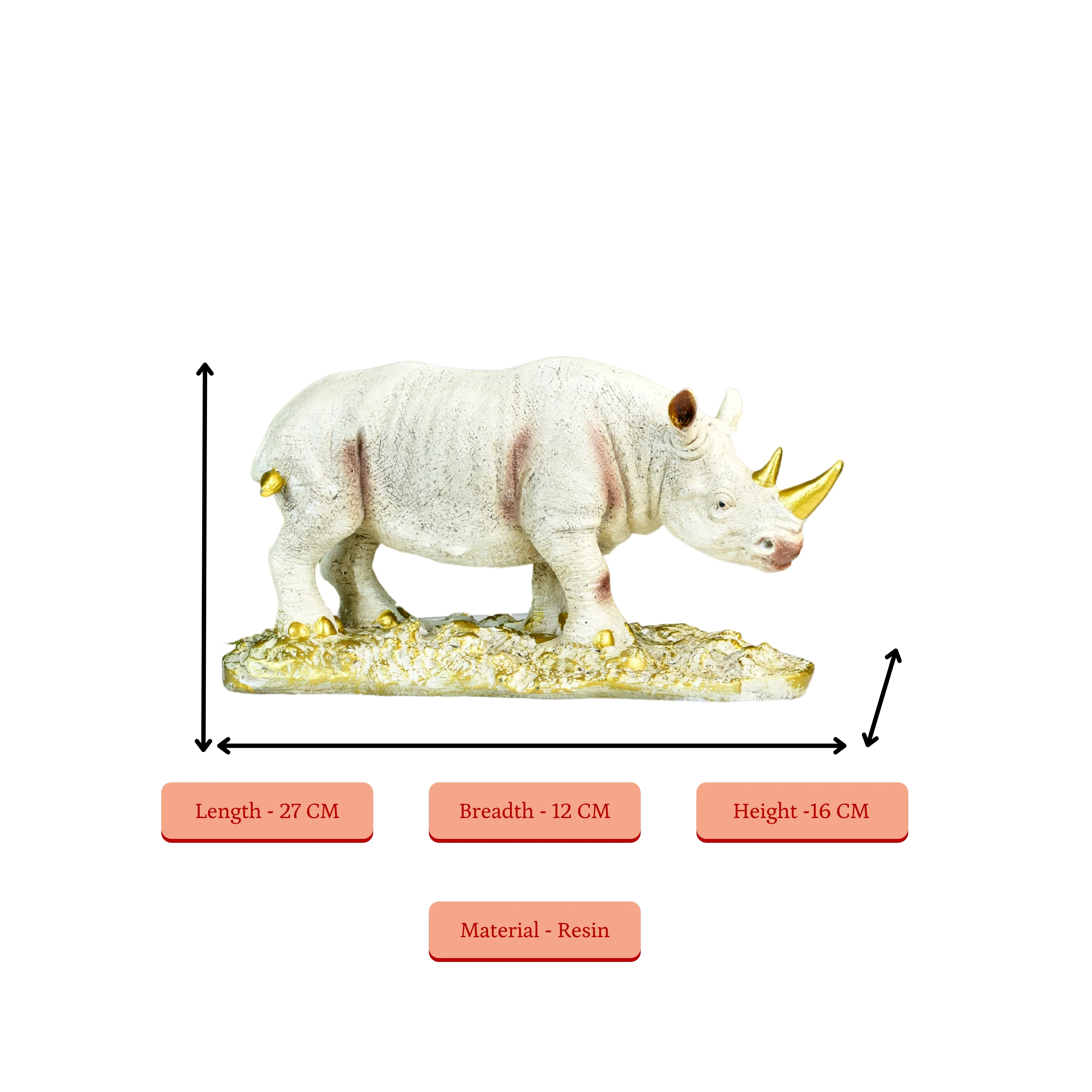 Mayii Resin White Rhino Decor